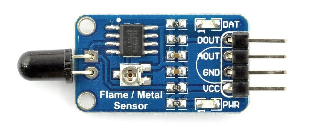 Waveshare liepsnos jutiklis su LM393 mikroschema ir kontaktais