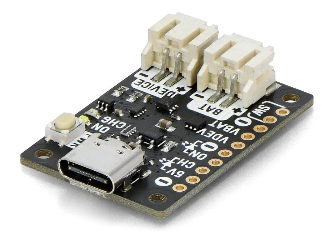 LiPo Amigo PRO - Li-Pol ir Li-Ion akumuliatorių įkrovimo modulis per USB C - Pimoroni PIM612