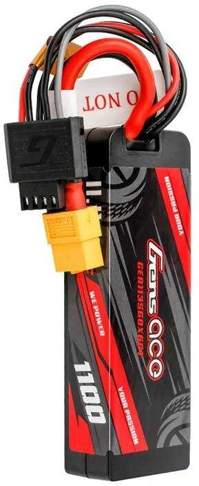 Lipo Gens ace G-Tech 1100mAh 11.1V 3S1P 60C GRP-76 kietojo korpuso baterija su XT60 kištuku
