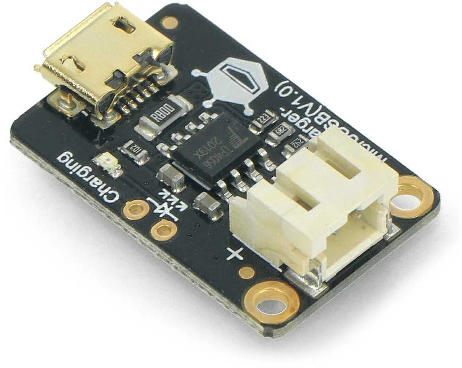 Lipo įkroviklis, Li-Pol baterijų įkrovimo modulis per microUSB, DFRobot DFR0667