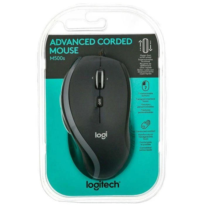 Logitech M500 Advanced Laidinė pelė, USB Type-A, Optinė, 4000 DPI, Juoda
