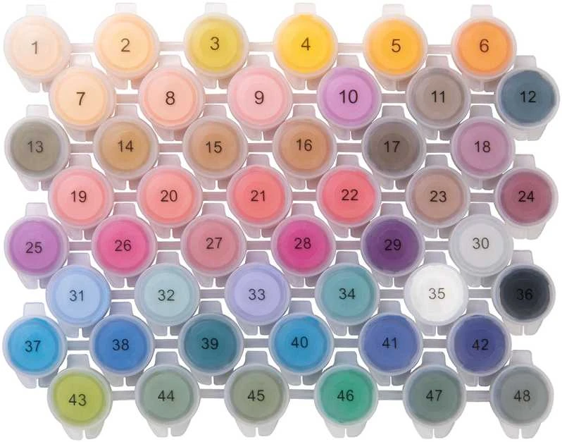 LOKLiK akriliniai dažai: 48 sunumeruoti indeliai