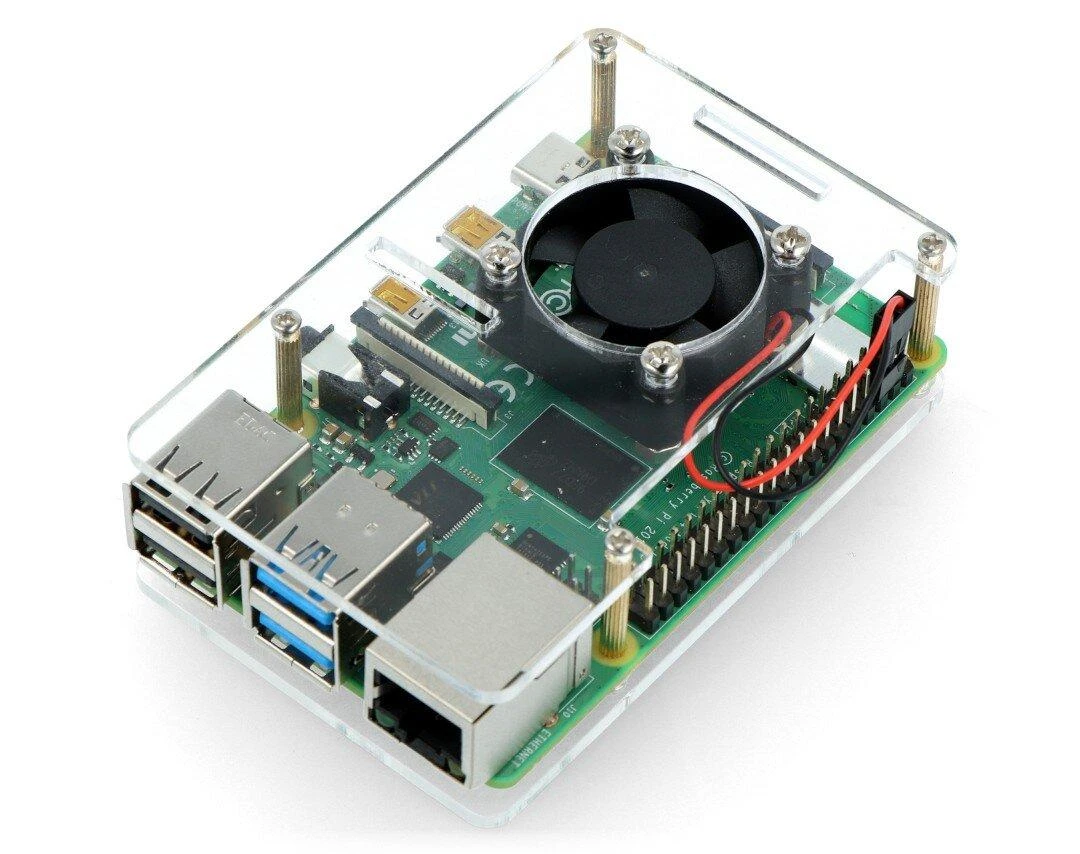 Raspberry Pi aušinimo ventiliatorius su skaidriu dėklu
