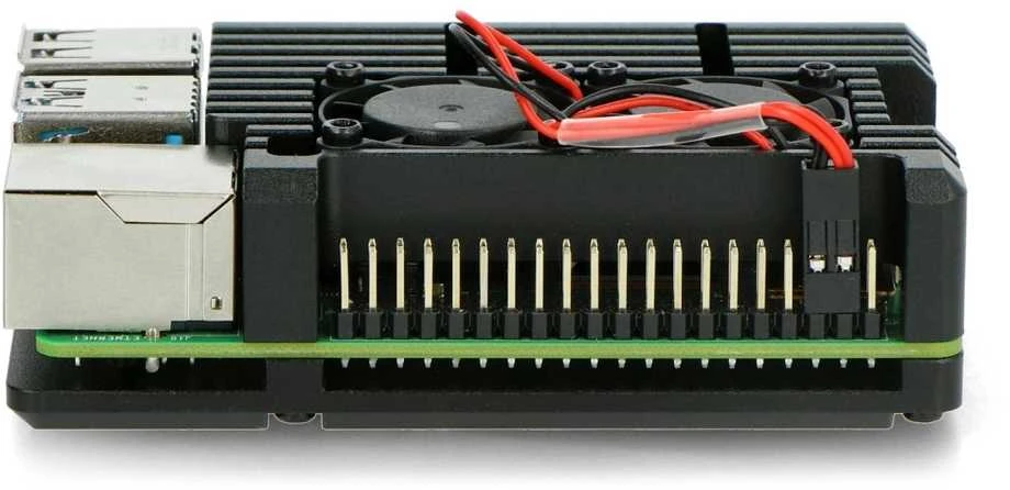 Lonten Technology justPi dėklas Raspberry Pi 4B - aliuminis su dviem ventiliatoriais - juodas - LT-4B02