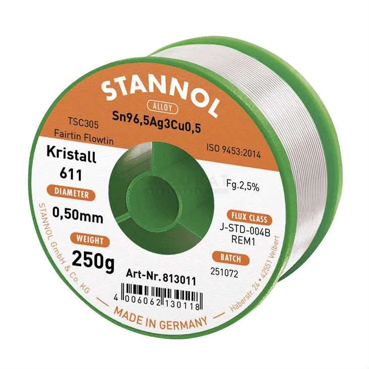 Lydmetalis Sn96.5/Ag3/Cu0.5 0.50mm 250g su fliusu Stannol