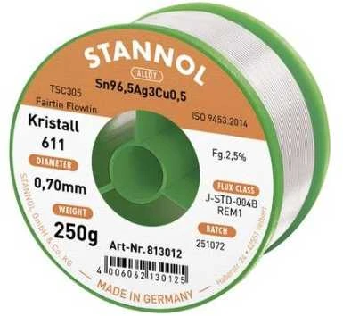 Lydmetalis Sn96.5/Ag3/Cu0.5 0.70mm 250g su fliusu Stannol