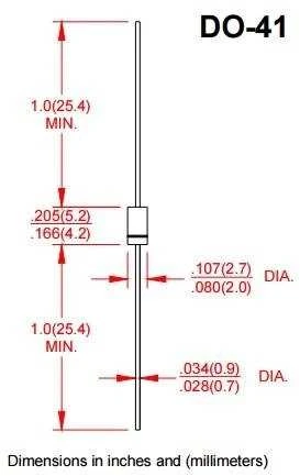 Oem Lygintuvo diodas 1A 1000V - 1N4007 - DO-41 - 10 vnt