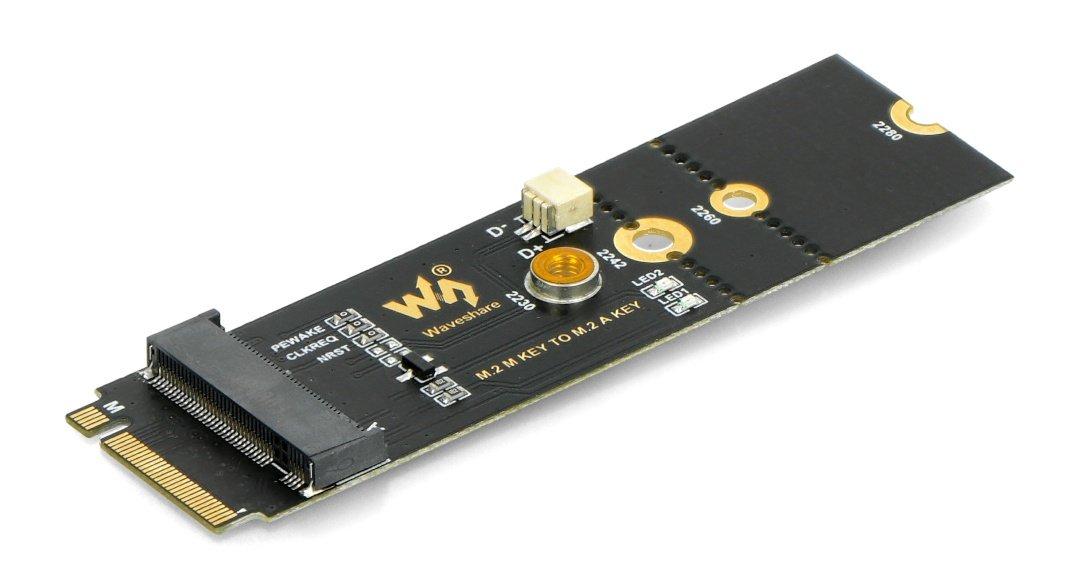 M.2 key M į A key adapteris su USB konvertavimu - PCIe įrenginiams - Waveshare 20315