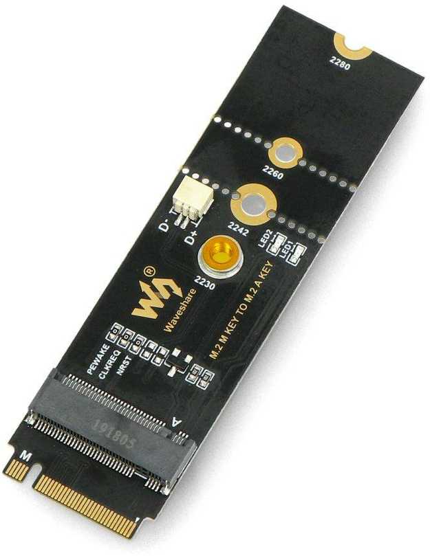 M.2 key M į A key adapteris su USB konvertavimu - PCIe įrenginiams - Waveshare 20315