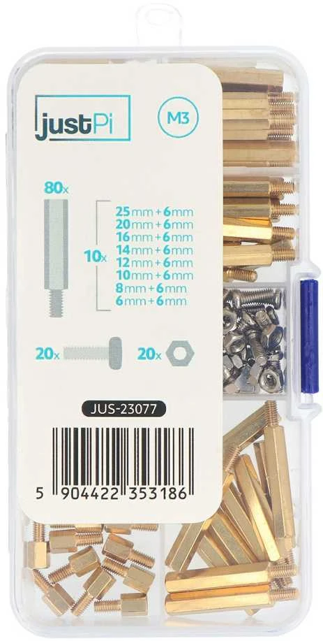 Grąžtas M3 varžtų ir tarpiklių komplektas - Komplektas C - 120 vnt, - justPi