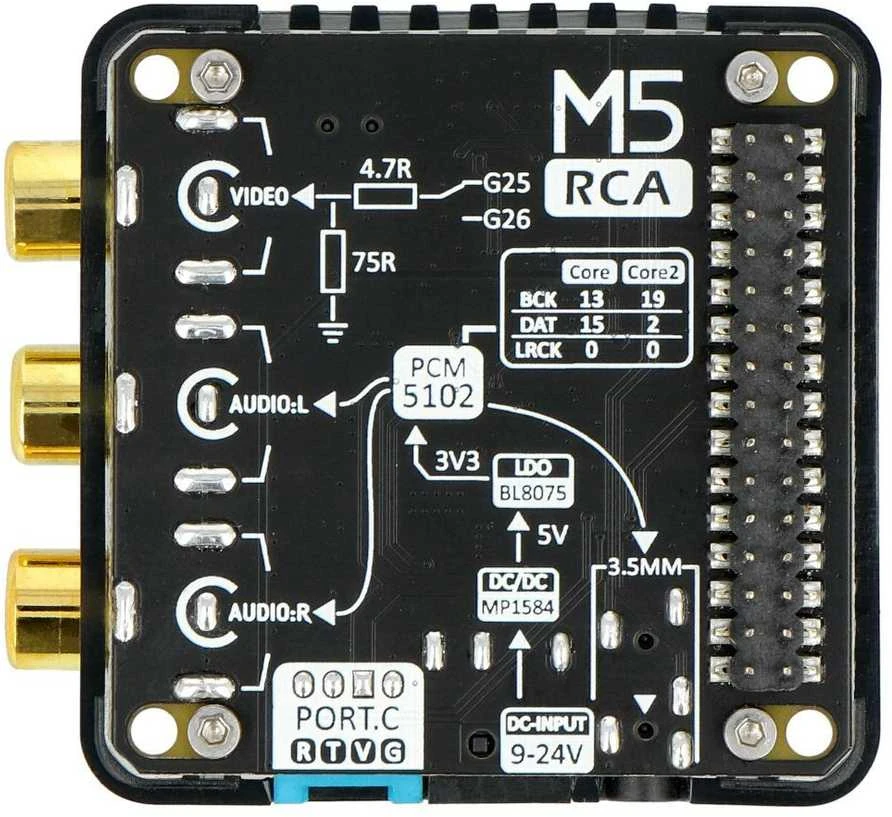 M5 RCA 13.2 modulis su jungčių schema