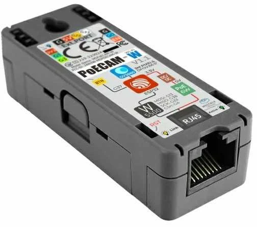 M5PoECAM-W V1.1 pilkas modulis su RJ45 jungtimi