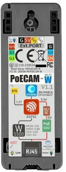 M5PoECAM-W V1.1 – modulis su OV3660 PoE kamera – WiFi – M5Stack U121-B-V11