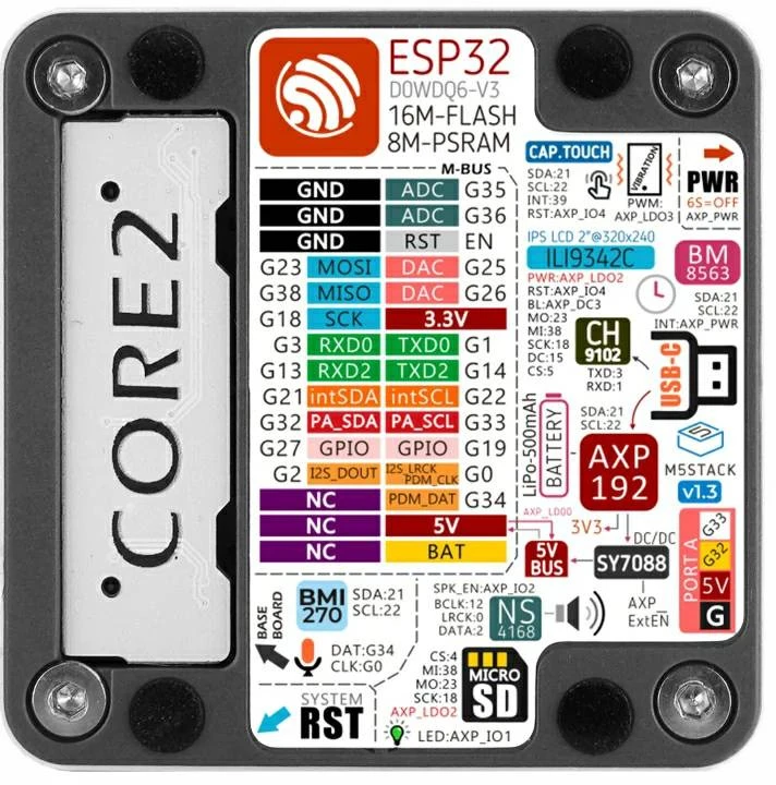M5Stack Core2 v1.3 – kūrimo modulis – ESP32 – M5Stack K010-V13