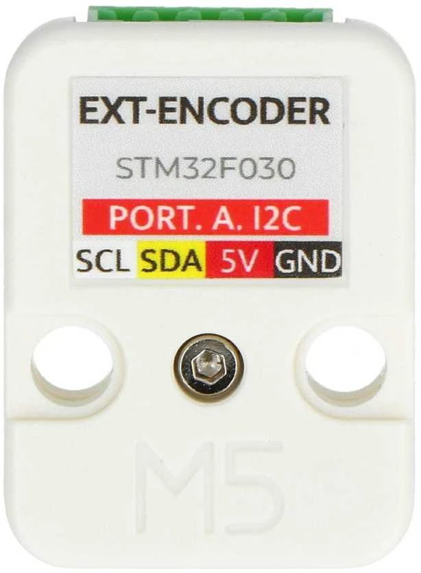 M5Stack Ext Encoder modulis: priekinis vaizdas su jungtimis