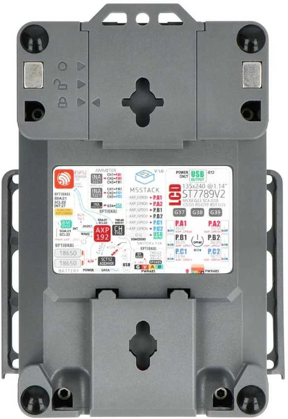 M5Stack Station galinis skydelis su technine schema