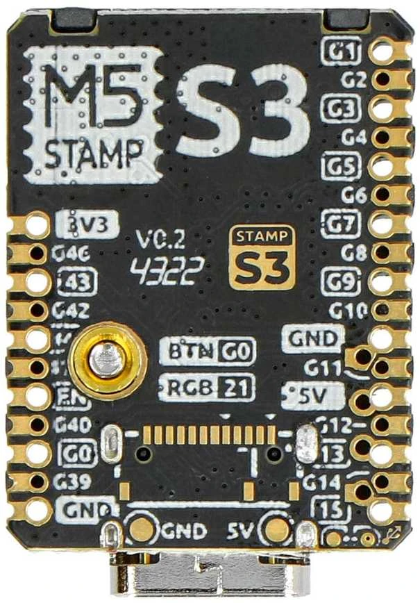 M5Stamp S3 modulis – viršutinė kontaktų plokštė