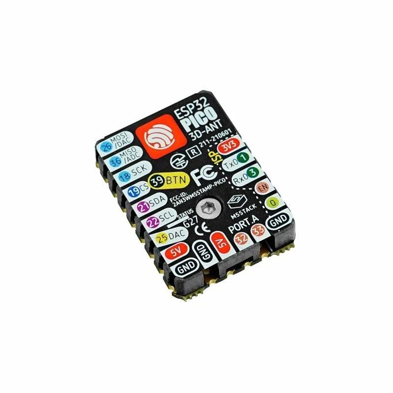 M5Stamp Pico modulis su spalvotais GPIO kaiščiais