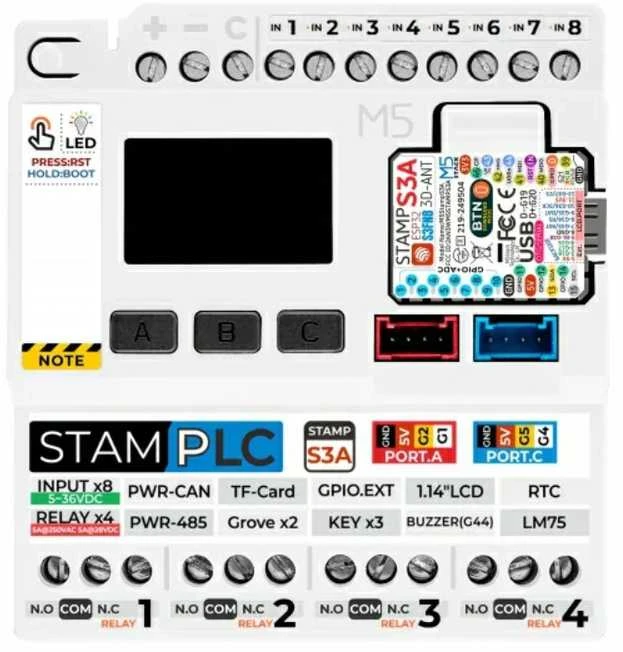 M5Stamp PLC – daiktų interneto loginis valdiklis su M5StampS3 moduliu – M5Stack K141