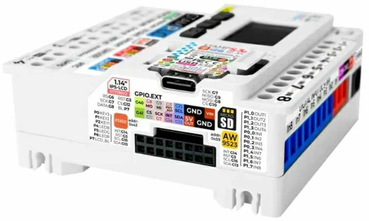 M5Stamp PLC valdiklis su išorinėmis sąsajomis