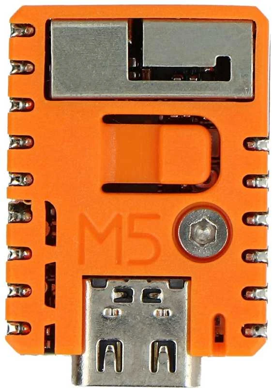 M5Stamp S3 mikrovaldiklio viršutinė dalis su jungtimis