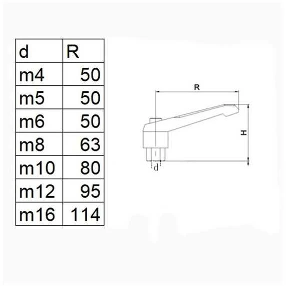 Oem M8 suspaudimo svirtis - reguliuojama rankena