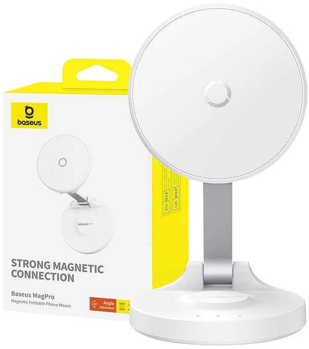 Magnetinis stalinis telefono stovas Baseus MagPro lipnus (baltas)