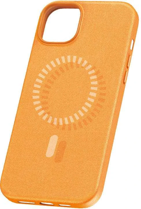 Magnetinis telefono dėklas, skirtas iPhone 15 Plus Baseus Fauxther Series (oranžinė)