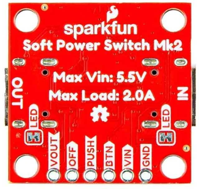 SparkFun elektronikos modulis su maitinimo jungtimis
