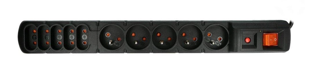 Maitinimo juosta su apsaugine Acar S10 juoda - 10 lizdų - 1.5 m