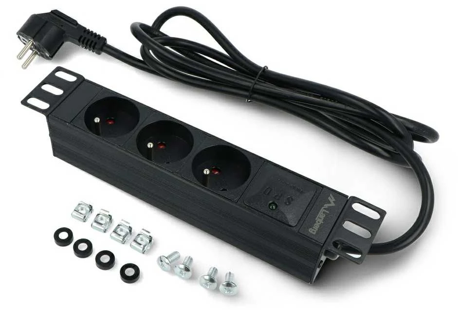 LANBERG PDU-03E-0200-BK PDU 10 1U 16A 3x 230v PL 2m Juodas