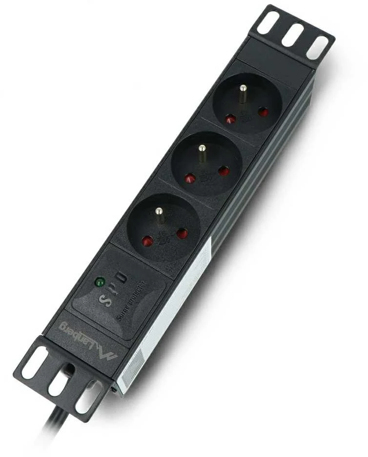 LANBERG PDU-03E-0200-BK PDU 10 1U 16A 3x 230v PL 2m Juodas