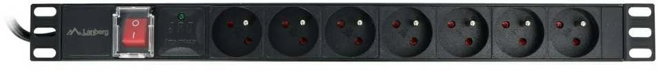 LANBERG PDU-07E-0200-BK PDU 1U 16A 7 rozetės prancūziškas 2m Juodas