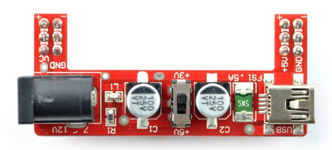 Maitinimo modulis MB102 su DC ir USB jungtimis