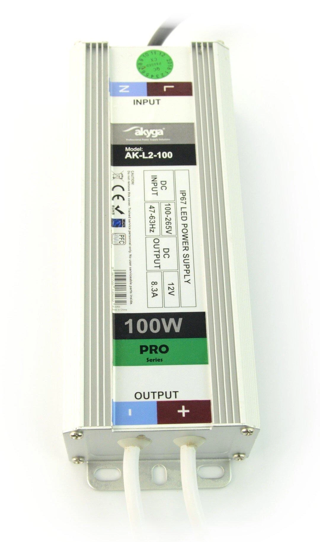 Maitinimo šaltinis Akyga 12V 8.3A 100W IP67