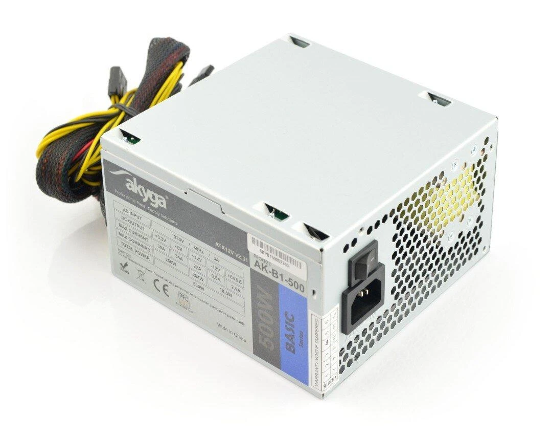Maitinimas AKYGA AK-B1-500 Basic 500W, DC 3.3/5/±12V, 1x120, be maitinimo laido