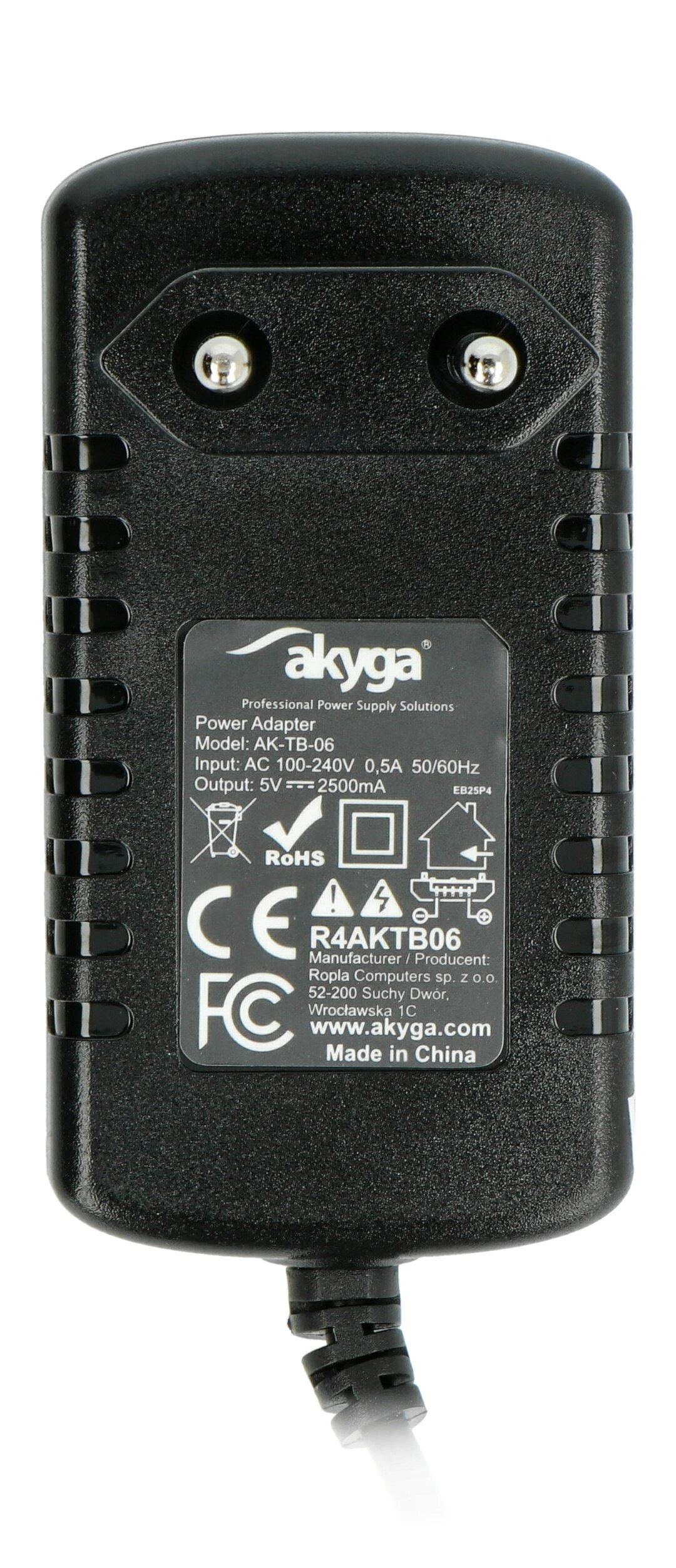 Akyga AK-TB-06 įkroviklis su charakteristikų etikete