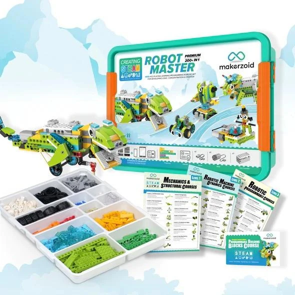 Makerzoid Robomaster Premium Pack - blokelių rinkinys + 10 pamokų scenarijų