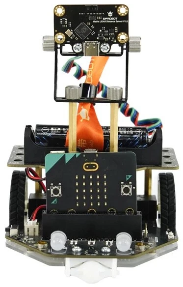 Maqueen Plus V3 – STEM edukacinis robotas, skirtas micro:bit platformai su lazeriniu jutikliu – DFRobot MBT0050-18650