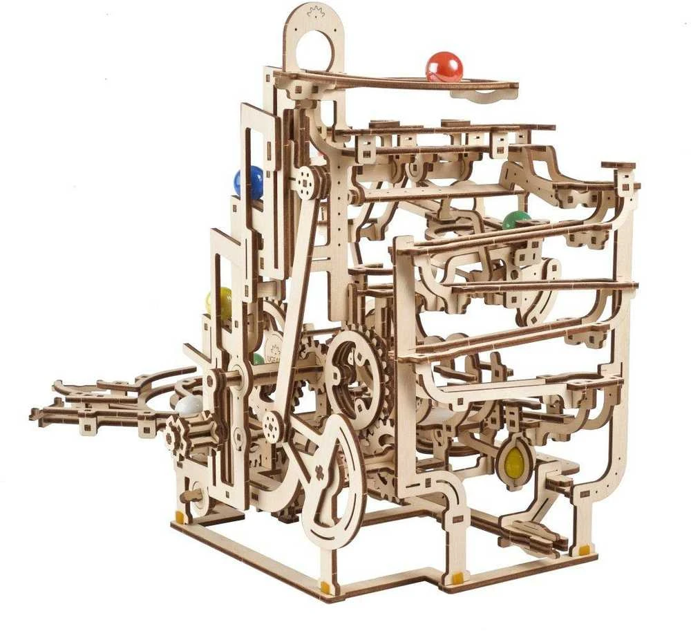 Marble Run – lygių keltuvas – mechaninis sulankstomas modelis – fanera – 315 elementų – Ugearsmodels