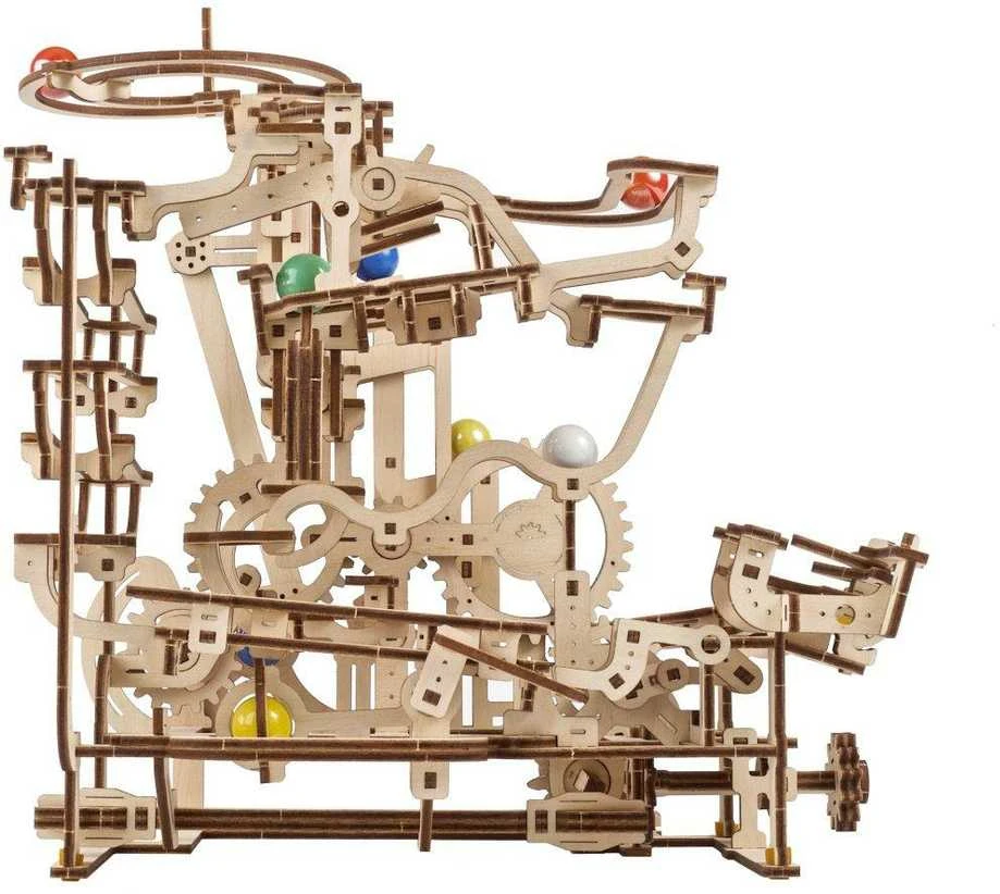 Marble Run – lygių keltuvas – mechaninis sulankstomas modelis – fanera – 315 elementų – Ugearsmodels