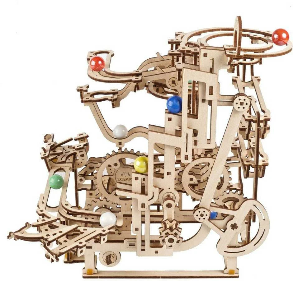 Marble Run – lygių keltuvas – mechaninis sulankstomas modelis – fanera – 315 elementų – Ugearsmodels