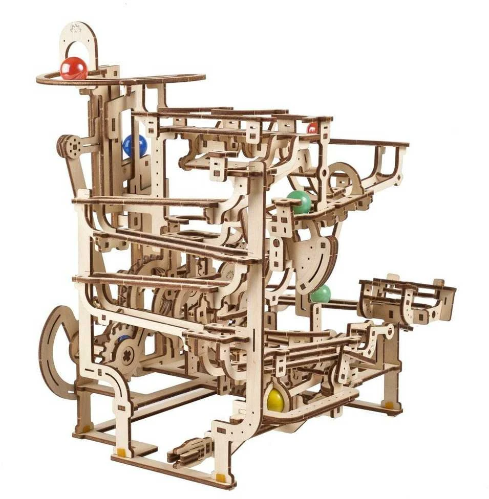 Marble Run – lygių keltuvas – mechaninis sulankstomas modelis – fanera – 315 elementų – Ugearsmodels