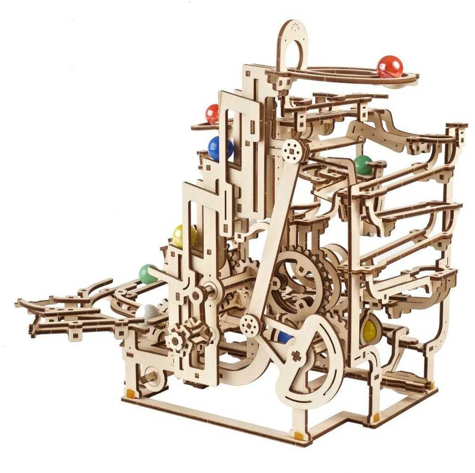 Marble Run – lygių keltuvas – mechaninis sulankstomas modelis – fanera – 315 elementų – Ugearsmodels