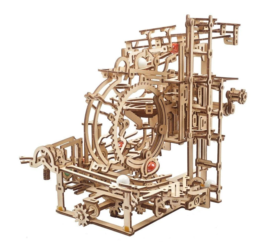 Marble Run – pakopinis keltuvas – mechaninis sulankstomas modelis – fanera – 355 elementai – Ugearsmodels