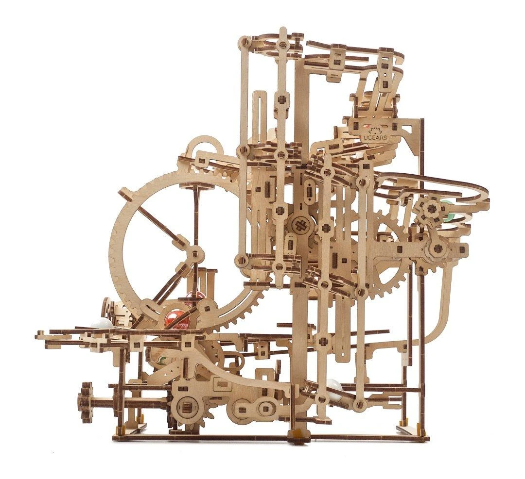Marble Run – pakopinis keltuvas – mechaninis sulankstomas modelis – fanera – 355 elementai – Ugearsmodels