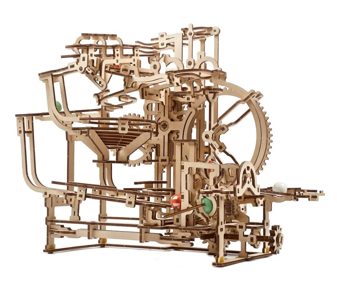 Marble Run – pakopinis keltuvas – mechaninis sulankstomas modelis – fanera – 355 elementai – Ugearsmodels
