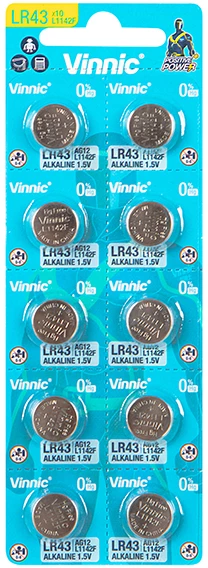 Vinnic LR43 1.5V šarminės baterijos, 10 vnt.