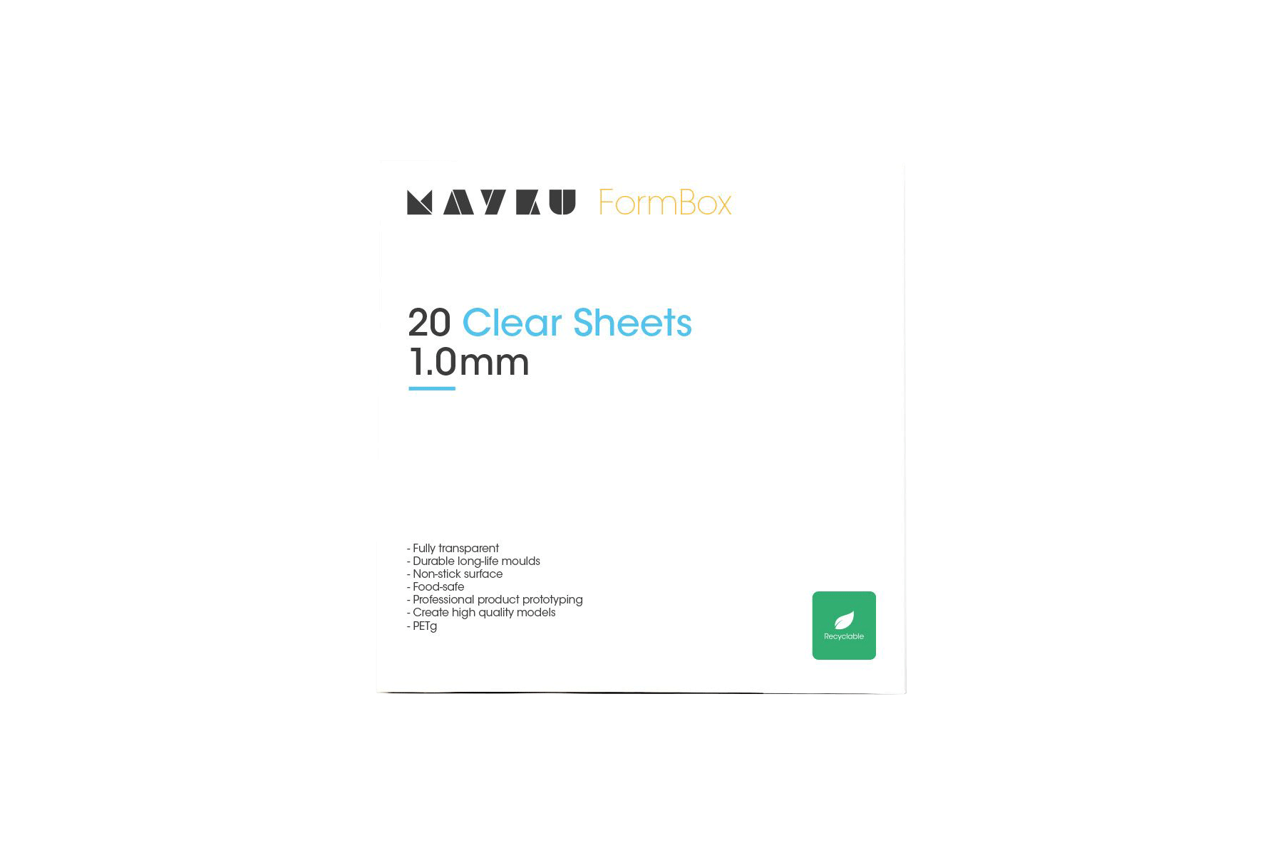 Mayku FormBox skaidrūs 1.0mm lakštai - 20 vnt