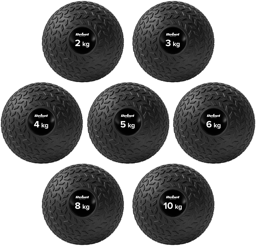 Mała Mažas medicininis kamuolys reabilitaciniams pratimams Slam Ball 23 cm 15 kg, REBEL ACTIVE